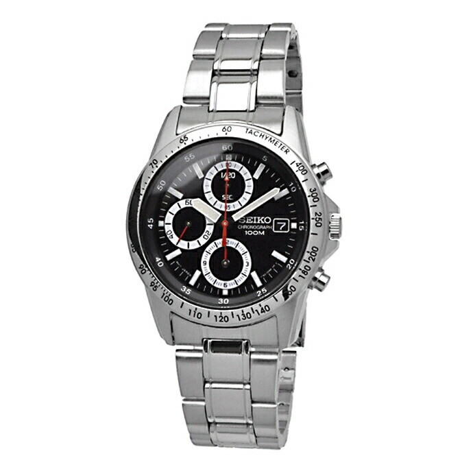 【限定特価】SEIKO セイコー SND371P アナログウォッチ SEIKO SND371P1 Chronograph Stainless Steel Black Dial Watch