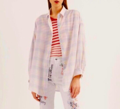 IRO Cotton Linen Plaid Camar Sunset Relaxed Button Shirt