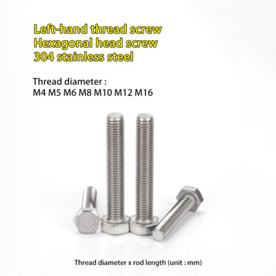 M4 M5 M6 M8 M10 M12 M16 SUS304 Left-hand thread screws Hexagonal flat head bolts