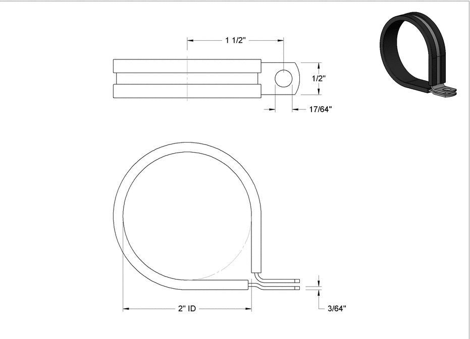 (7) McMASTERCARR 2" ID X 4" Long VibrationDamping Loop Clamp
