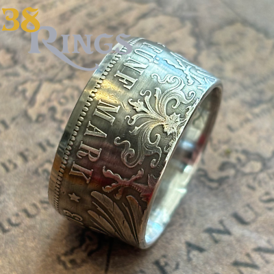 EXCLUSIVE 90% SILVER Prussian German 5 Mark COIN RING 1891-1908
