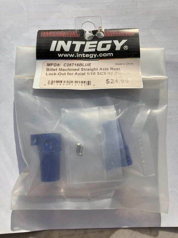 C26716BLUE Integy Straight Axle Rear Lock-Out SCX10 Blue - Image 3 of 4