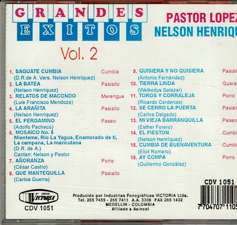 Grandes Exitos Vol 2 Nelson Henriquez & Pastor Lopez BRAND NEW