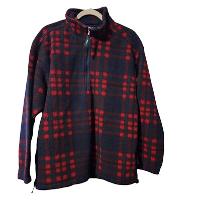 Eddie Bauer EBTEK Polartec Red Black 1/4 Zip Fleece Pullover Men's sz M