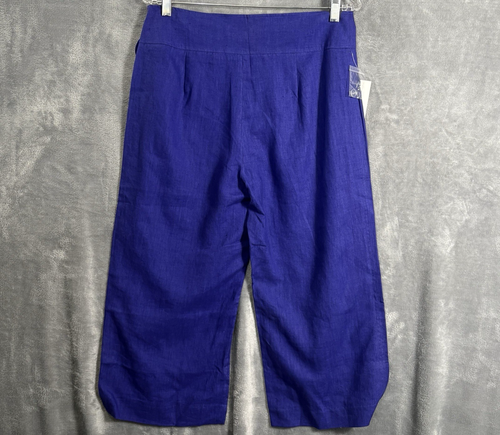 ROBERT KRUGMAN Women Wide Leg Linen Pants Sz 10 Purple Capris Zip Closure 51-1 - Picture 2 of 11