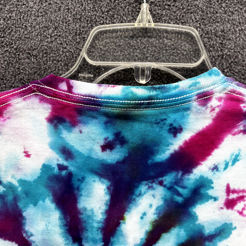 Gildan tie dye T-shirt Kids Small Blue white purple hippie retro crew neck - Picture 4 of 12