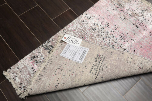 2' x 3' Hand Knotted Wool & Silk Transitional Tibetan Oriental Area Rug 2x3 Pink - Picture 3 of 3