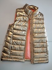 Metallic Gold Girl's Puffer Macy's Vest Zipper Petite Size M 100% Polyester