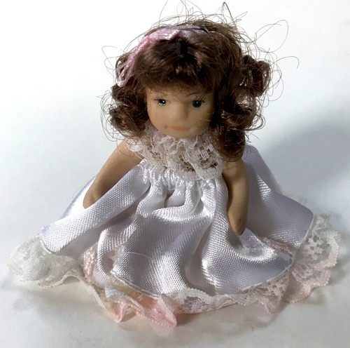Vtg Set 9 Victorian Style Bisque Jointed Doll Dollhouse 3" H Porcelain Adorable - Picture 8 of 14