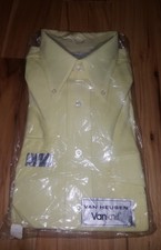 NEW Vtg 60s 70s Van Heusen VANKNIT 15.5 Mod Polyester Hippie DISCO shirt yellow