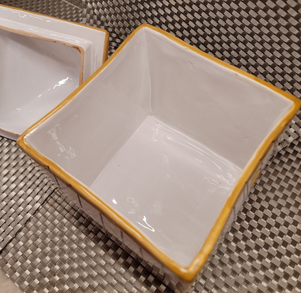 Ceramic Cookie Jar 'Birdcage' Handmade Hand Painted Made In Italy EUC