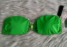 Victoria's Secret Archives Green Strappy Swim Bandeau Bikini Top Small S FLAW