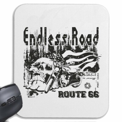 MOUSEPAD (MAUSPAD) ENDLESS ROAD ROUTE 66 BIKERSHIRT MOTORRAD CHOPPER GOTHIC