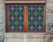 3D Symmetric A450 Window Film Print Sticker Cling Stained Glass UV Sinsin