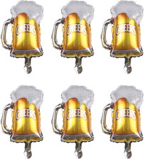10 Pcs Beer Mug Cheers Foil Balloons Gold 16 Inch Mylar Balloon Beer Theme Party