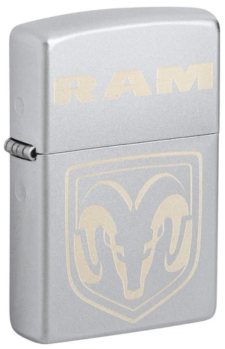 Zippo 48763, Dodge Ram Logo Design, Laser Engraved Satin Chrome Lighter, NEW