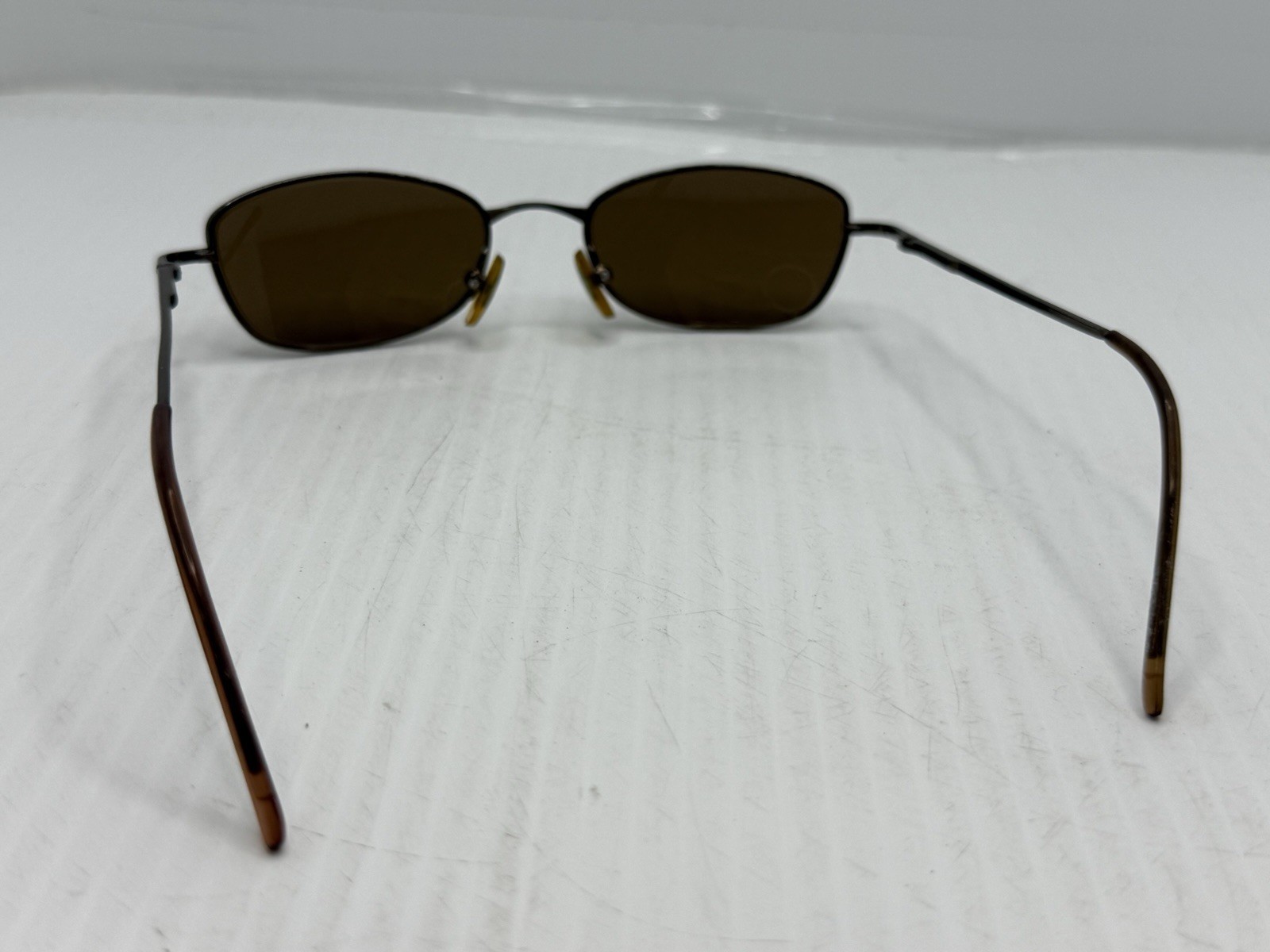 Slim Rectangular Sunglasses Brown Tint Metal Fram… - image 5