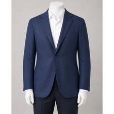 Jack Victor Sport Coat Mens 42R Blue Wool Bamboo Silk Blazer Office Professional