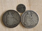 Seated Liberty Coin Assortment 2 Half Dollars 1866-s And 1867-s And 1853-o Dime