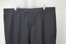 Yves Saint Laurent Solid Dark Blue 100 Wool Dress Pants Sz 58 NEW