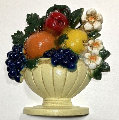 Vintage Cast Iron John Wright Fruit Basket Doorstop