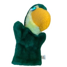 Animal Fair Parrot Hand Puppet Plush Toy Vintage Green Yellow Pretend Play