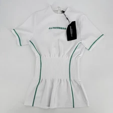 J Lindeberg Kim Top Womens XS White Green Trim Short Sleeve SS23