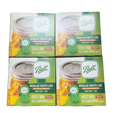 Ball Mason Jar Lids, Regular Mouth, 12 CT (Pack of 4)