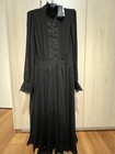 NWOT Polo Ralph Lauren Womens Georgette Dress Black 6 Lace-Trim Pleated