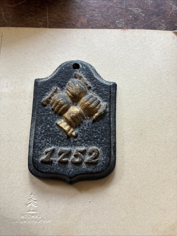 Antique VTG  Cast Iron Fireman’s Insurance Plaque 1752