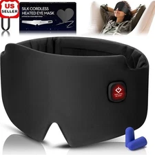 Cordless Silk Heated Eye Mask Rechargeable Warm Compress Migraine & Dry Eyes New