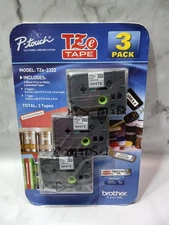 Brother  3 PACK Cartridges P-Touch TZe-2322 Tape Black Print On White Label NEW