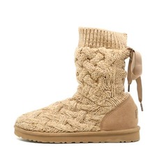 UGG Damen Classic Cardy Boot Beige Textil/Wildleder Warmfutter Stiefel EU 41