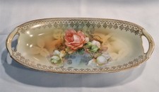 Vintage KPM Berlin Hand‑Painted Rose Gilded Bonbon Dish With Handles Germany