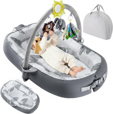 Portable Baby Lounger For Travel,Breathable  Comfortable 100 Cotton Infant Lou