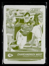 2016 Score Charcandrick West #160 Yellow Printing Plate 1/1 Chiefs UX7743