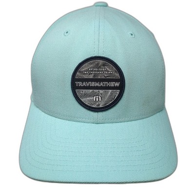 TravisMathew Baseball Cap Blue M Flexfit Patch Stretch Fit Golf Athletic Hat