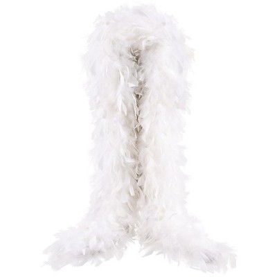 THARAHT White Chandelle Turkey Feather Boa 2Yard 38g for DIY Craft Home Danci...