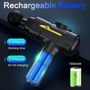 Black Massage Gun with 6 Speeds and 6 Heads
