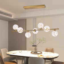 Modern Black Gold Glass Globe LED Pendant Light Dimmable for Dining Room Kitchen