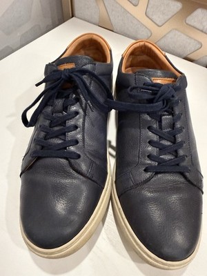 Allen Edmonds COURTSIDE Low Top Leather Navy Tan Sneakers Men Size 10 3E EEE