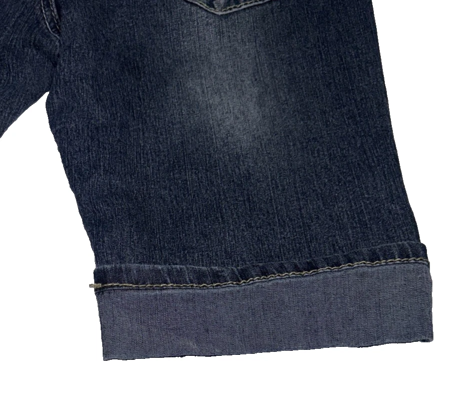 ANGELS MUJER Jean Denim Bermuda Puños PANTALONES CORTOS VAQUEROS 5 Bolsillos Talla 9 Foto 2 de 4