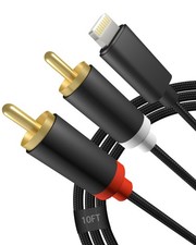 Apple MFi Certified Lightning to RCA Cable Audio Aux Adapter 2-Male Y Split...