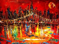 NEW YORK   - GICLEE PRINT  Painting Stretched Canvas Impressionist KAZAV ART
