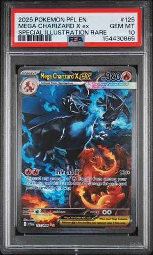2025 POKEMON PFL SPECIAL ILLUSTRATION RARE #125 MEGA CHARIZARD X EX PSA 10