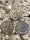 1951/52/53 D Franklin circulated halves, 90% Silver, NR, low starting bid