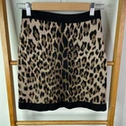 Balmain Paris Mini Skirt Womens 36 Leopard Jacquard Stretch Knit Made In France