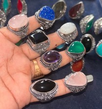 Designer Assorted MIx Gemstone 925 Sterling Silver Plated Rings Jewelry SS007
