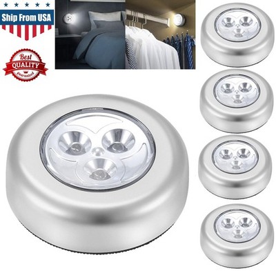 4× Touch Push On/Off Light Self-Stick On Click Battery Operated Lights 3 LED USA