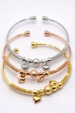 Elegant Crystal Open Cuff Bracelet – Gold Silver Rose Gold Adjustable Bangle